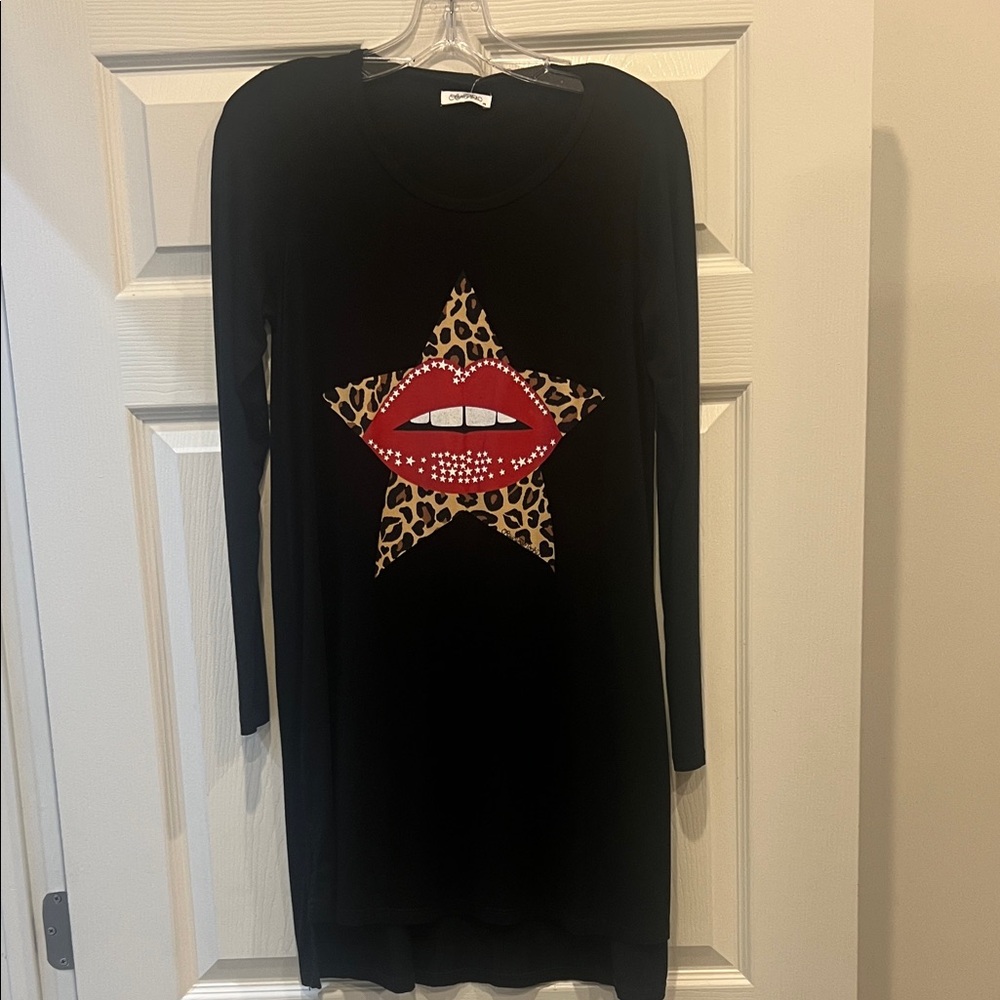 Lauren Moshi Black Dress with Red and Leopard Accents